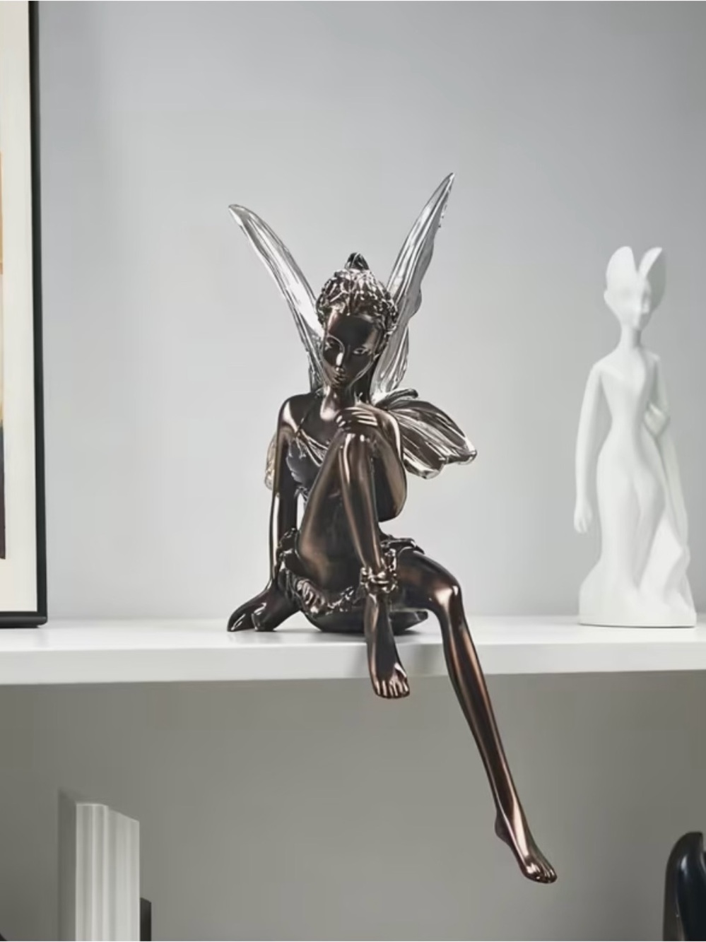 Bronze Fairy Sitting Sculpture - Picture 3 of 5